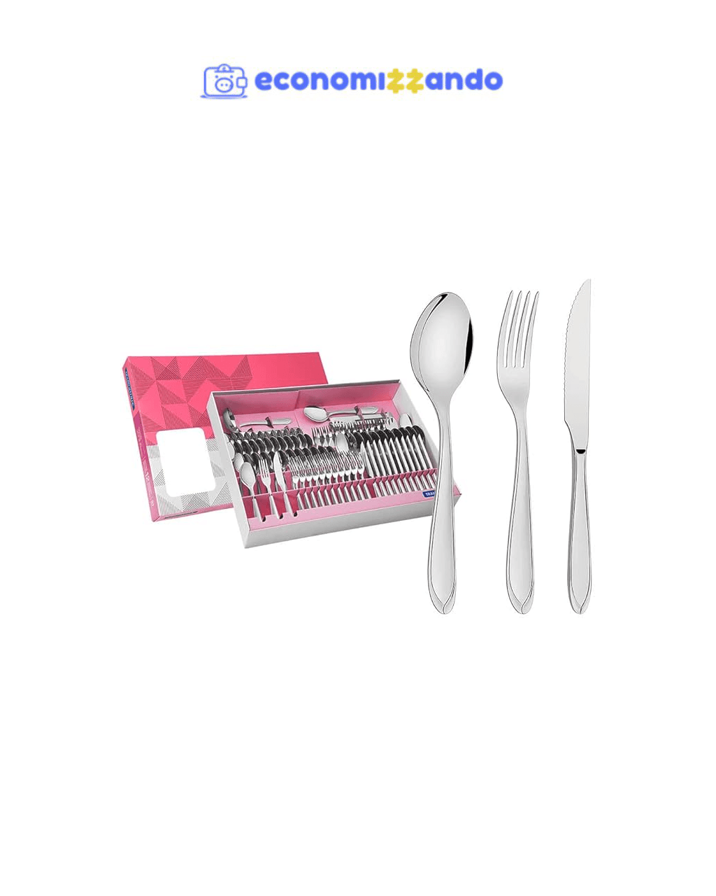 Faqueiro Aço Inox com Faca para Churrasco 91 Peças Tramontina Laguna Prata