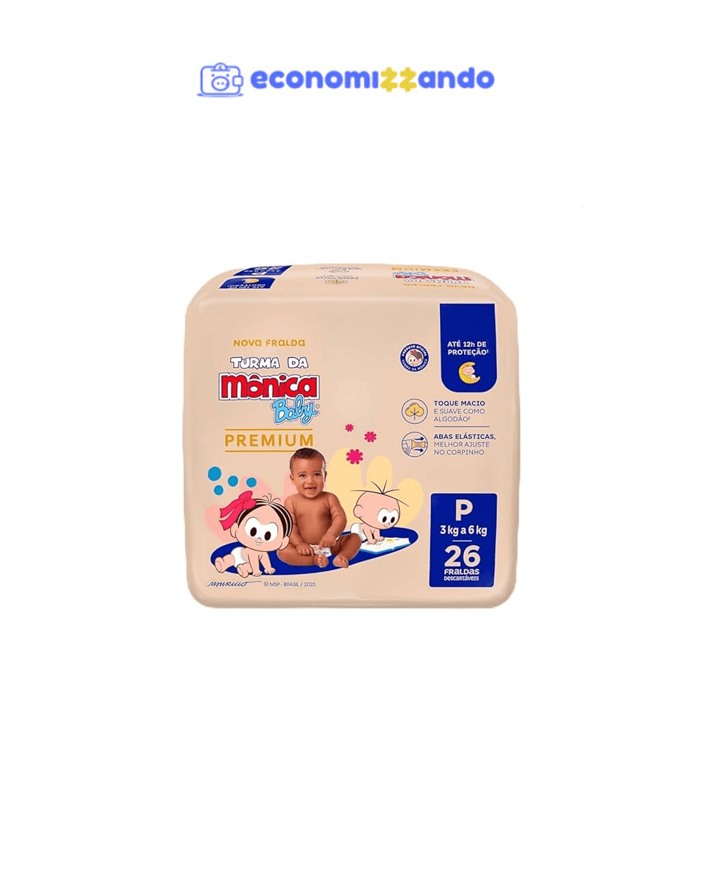 Turma da Mônica Baby Premium Jumbo P 26 Unidades
