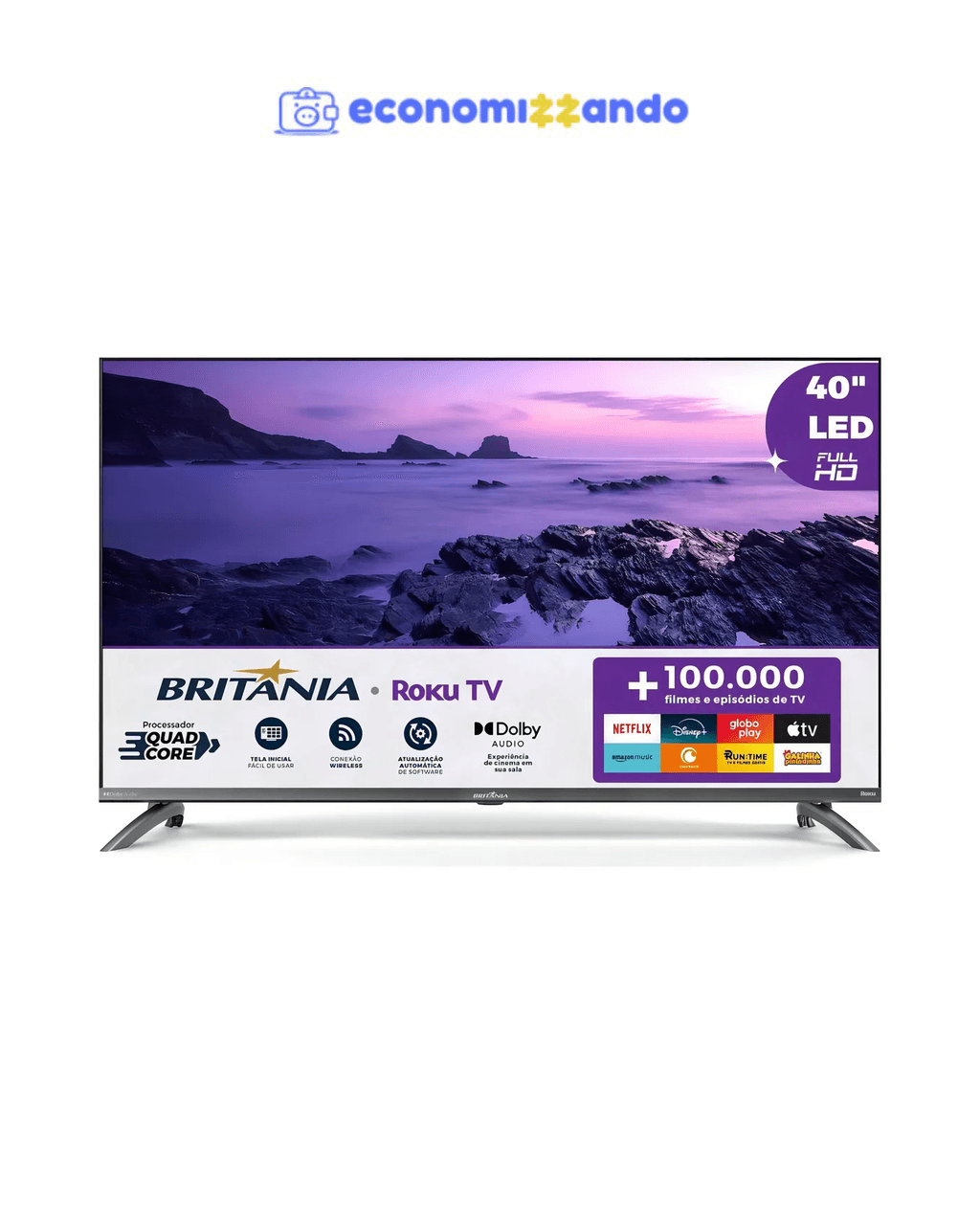 Smart Tv 40'' Britânia Btv40m9gr2cgb Roku Led Dolby Audio