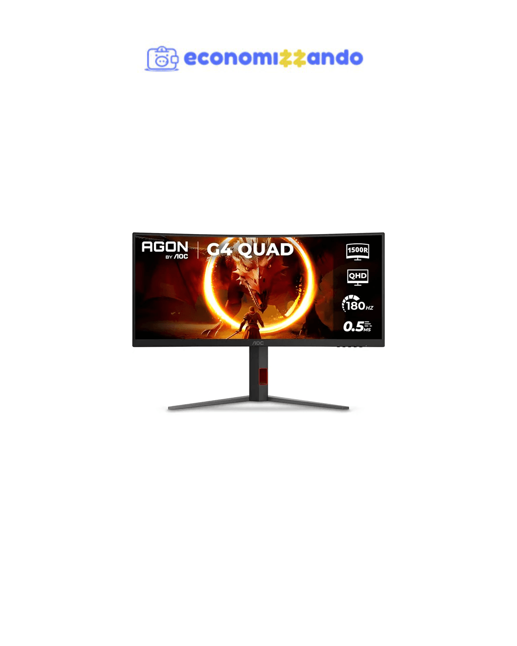 Monitor Gamer Aoc Curvo U34g4c/57 Wqhd/180hz/34 - Preto/cinza