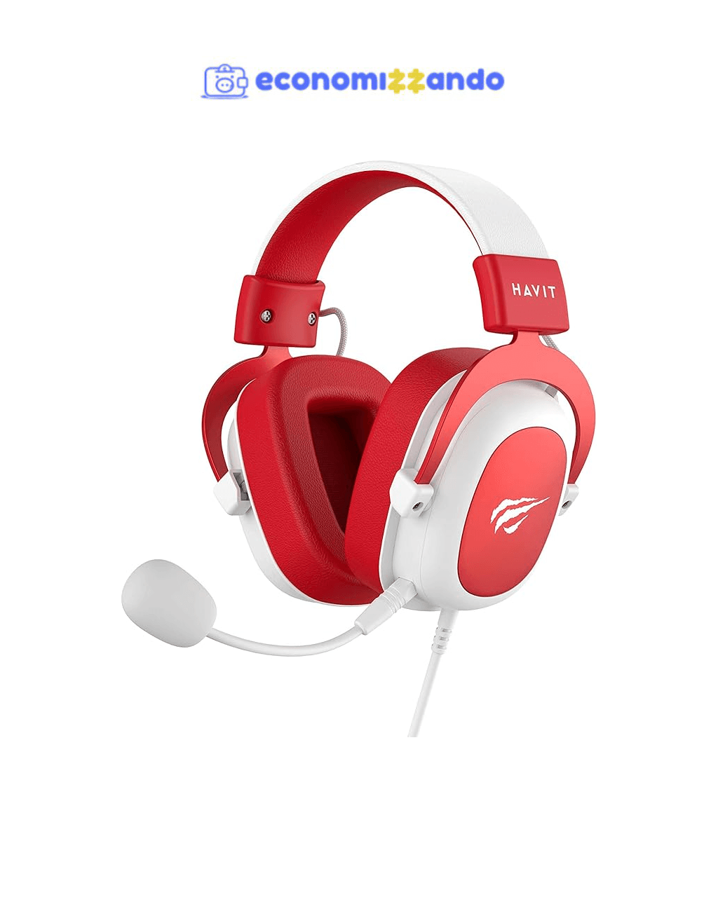 Havit Headphone Fone de Ouvido compatível com XBOX ONE e PS4, HV-H2002d Cor Vermelho e Branco