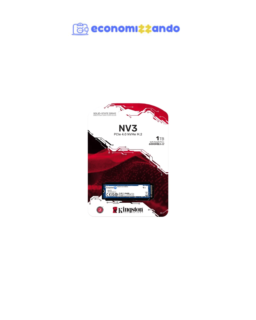 Ssd De 1tb Kingston Padrão Nv3 Formato M.2 Nvm Ultra Rápido