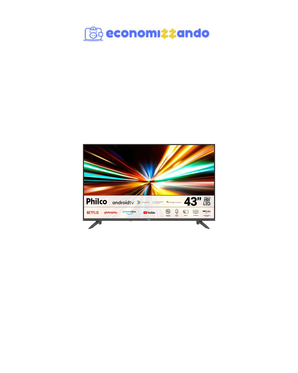 Smart Tv 43 Philco Android Tv Full Hd Borda Infinita P43eaa