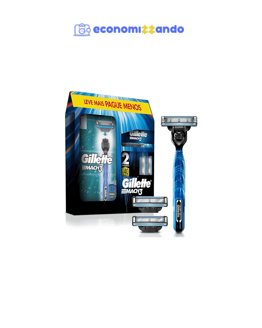 Kit Gillette Mach3 Aparelho de Barbear 1 Ud   Cargas 3 Uds