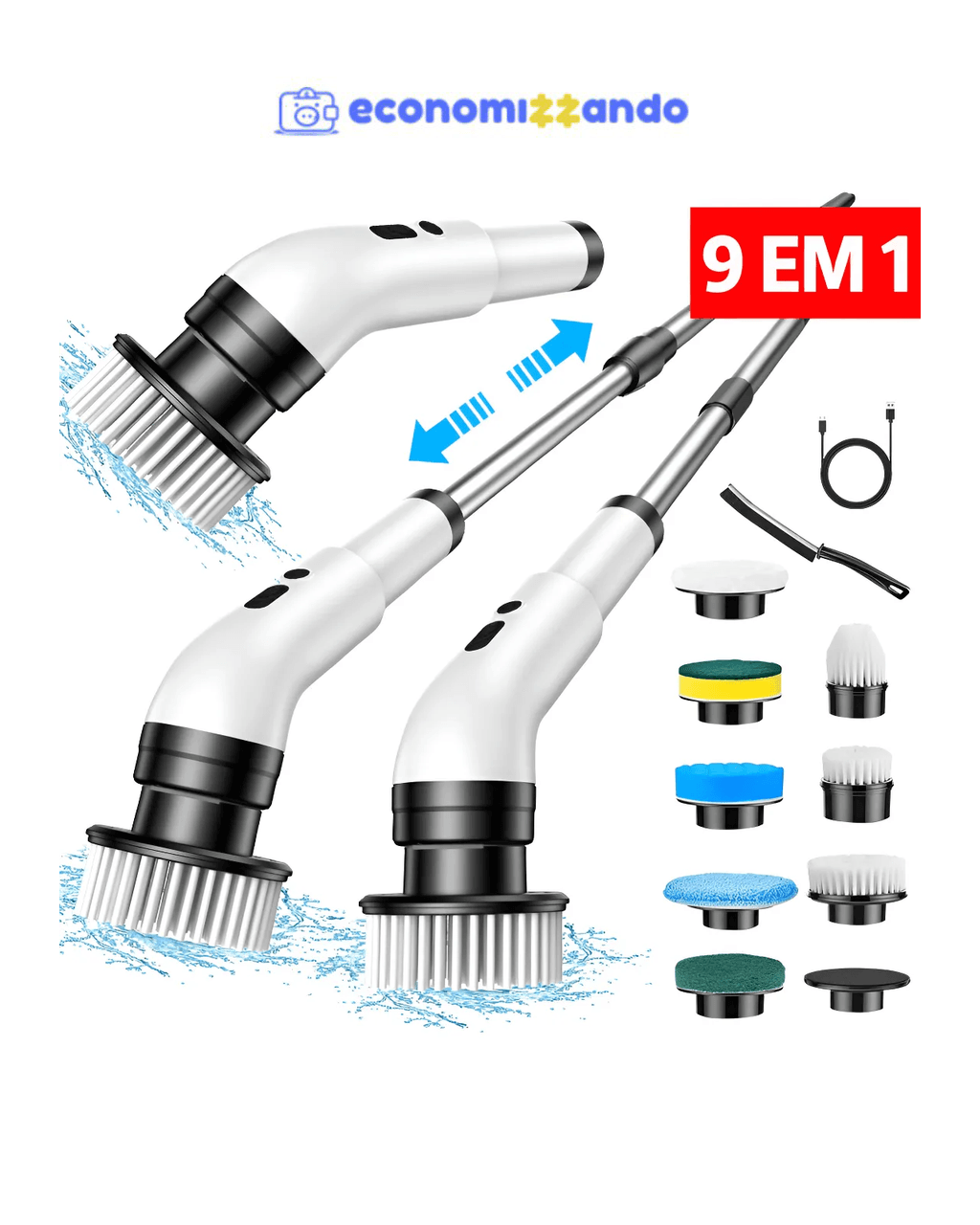 escova de limpeza elétrica JY-6010 - Branco - Unidade - 1