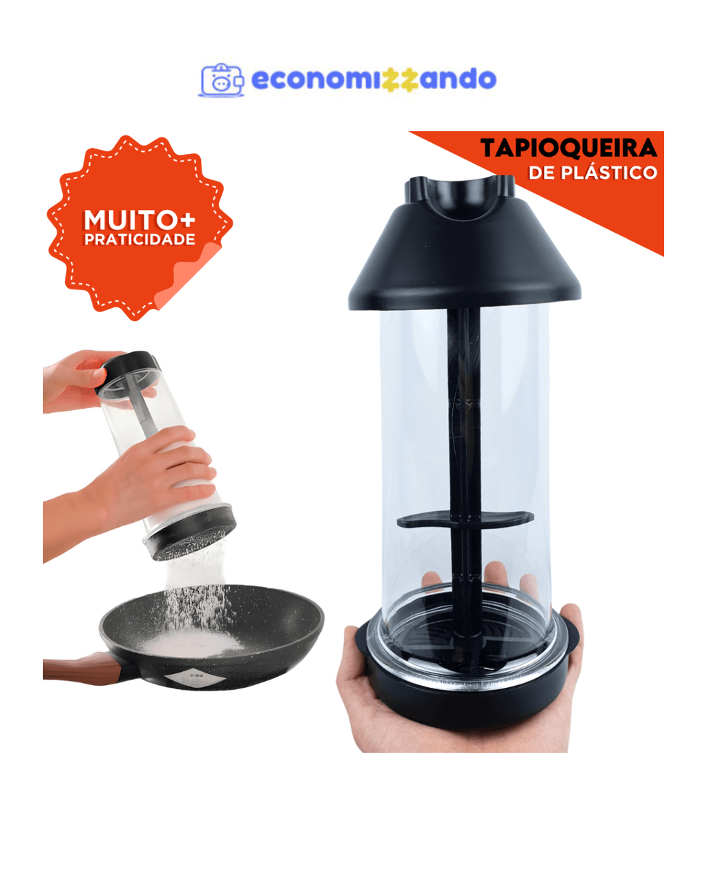 Tapioqueira Prática  2 em 1 Peneira   Armazenador de Tapioca Sem Sujeira na Cozinha - SHEFA