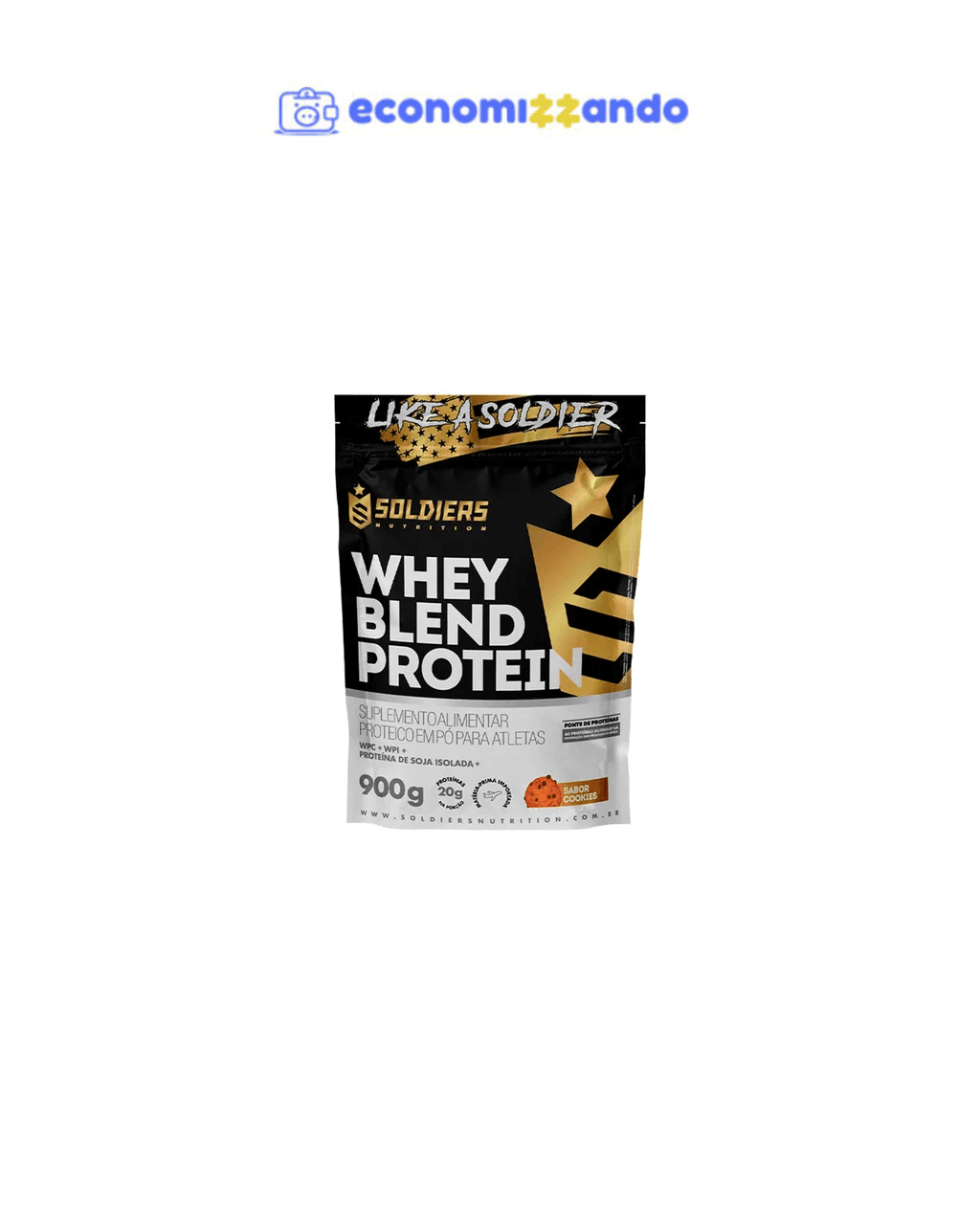 Whey Blend Protein Concentrado e Isolado 900g Sabor Cookies Soldiers Nutrition