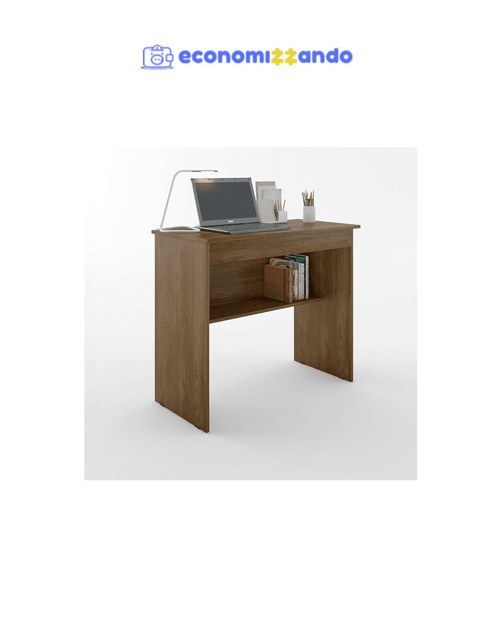 Escrivaninha/Mesa de Computador com 1 Gaveta e Prateleira Organizadora para Quarto ou Escritório de Estudo (Canela)