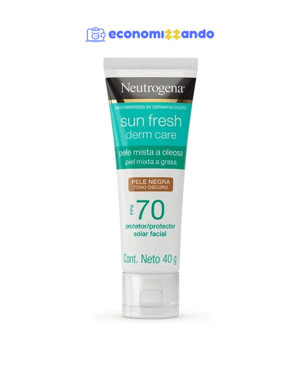 Protetor Solar Facial Para Pele Oleosa Neutrogena Sun Fresh Derm Care Pele Negra FPS 70, 40g