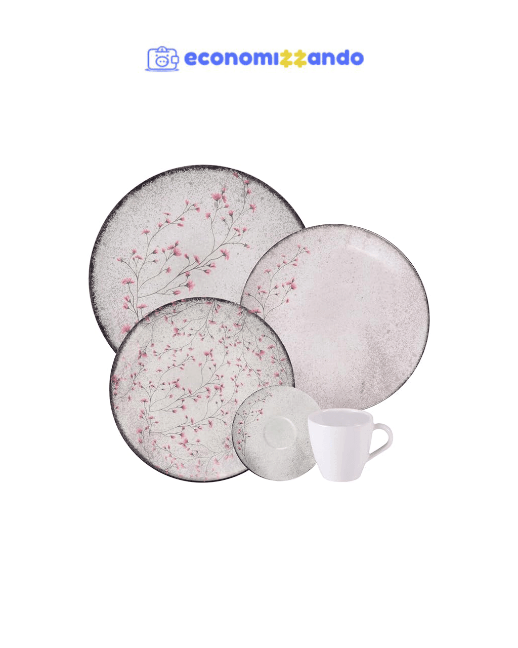 Aparelho de Jantar Tramontina Floralis em Porcelana Decorada 20 Peças