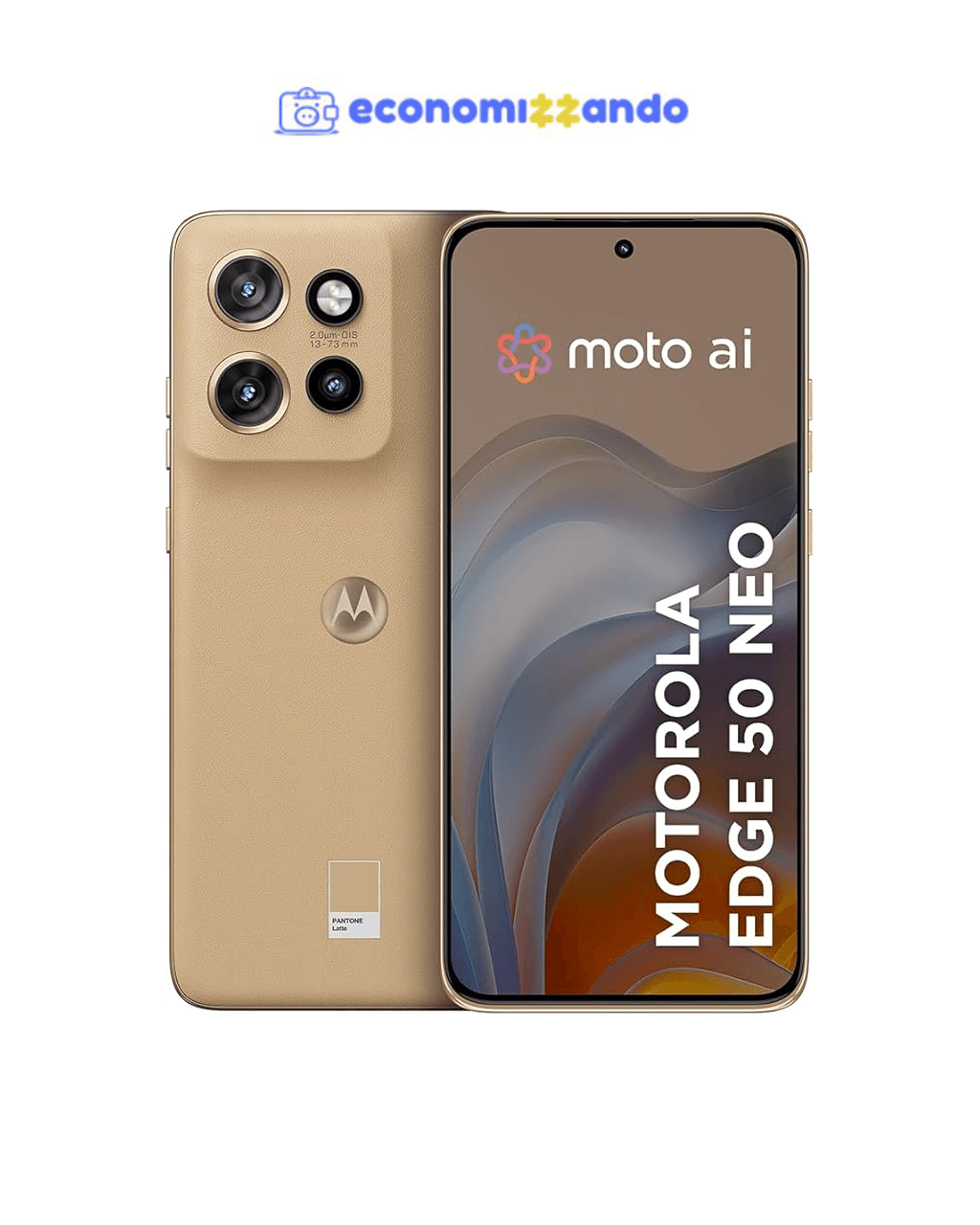 Smartphone Motorola Edge 50 Neo 5G - 256GB 16GB (8GB RAM 8GB Ram Boost) 50MP Sony Camera Moto AI Ultrarresistencia militar - Latte Vegan Leather
