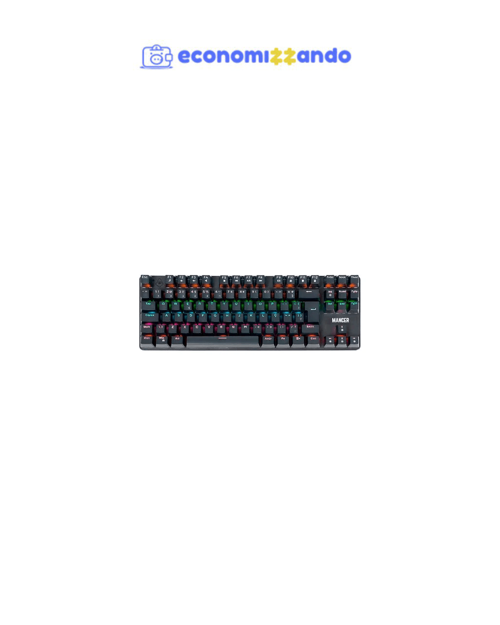 Teclado Mecanico Mancer Shade Mk3, Rainbow, Switch Vermelho