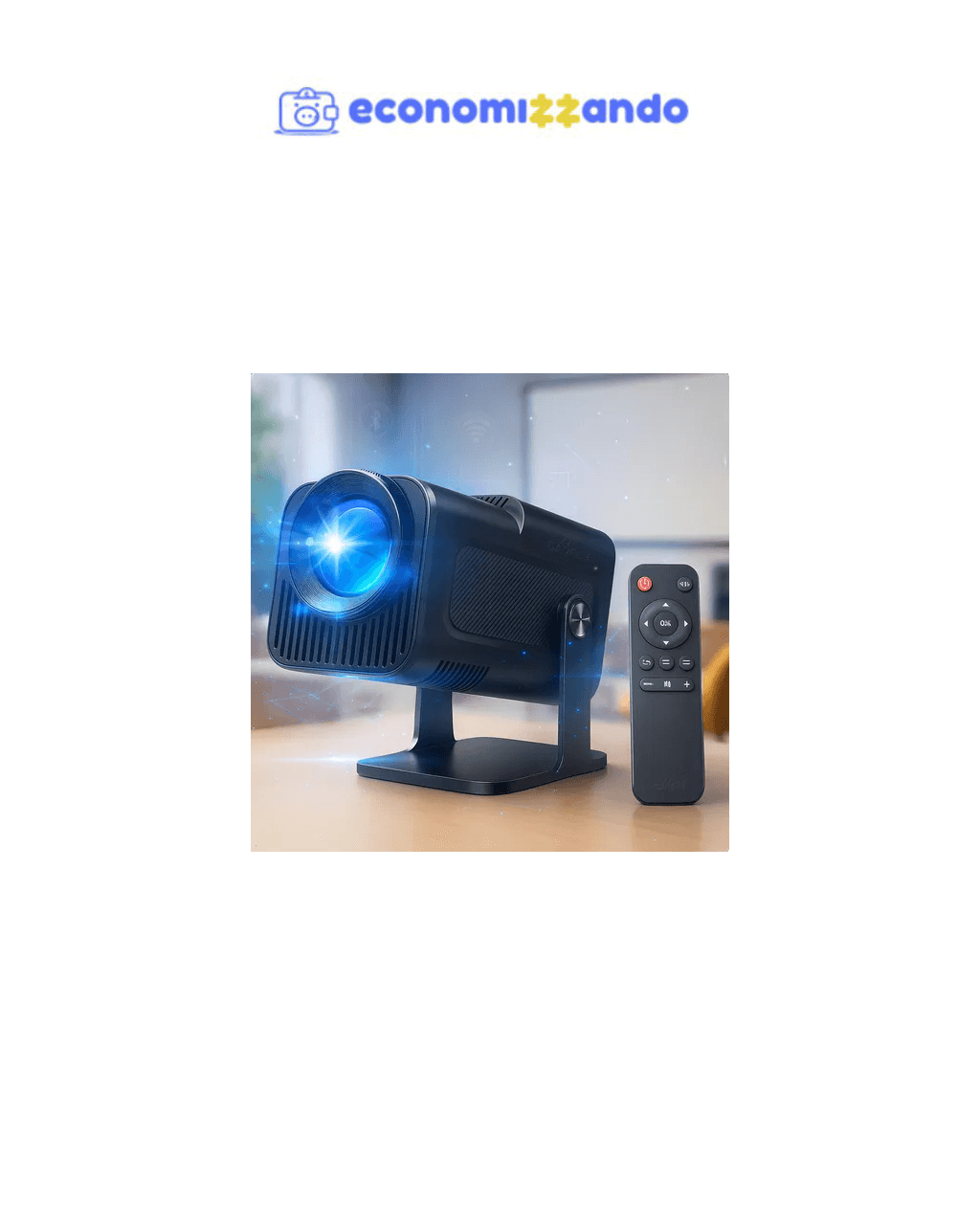 Projetor Hy320 Davely Smart Tv Android Wifi6 390 Ansi Lumens Full Hd 4k Mini Projetor Portátil Preto Com Controle Remoto