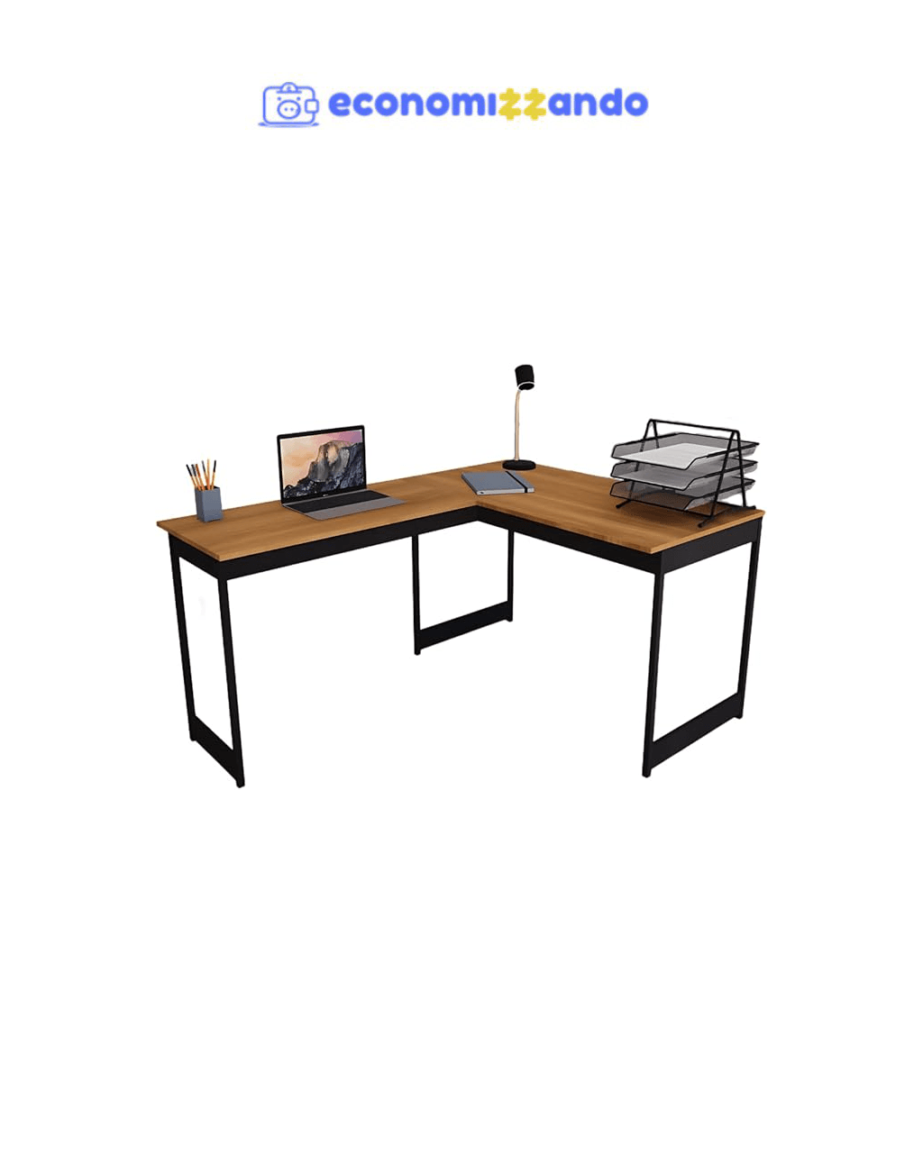 Mesa Em L Estilo Industrial Escrivaninha De Canto Escritório Estudo Beni Camaleão 
