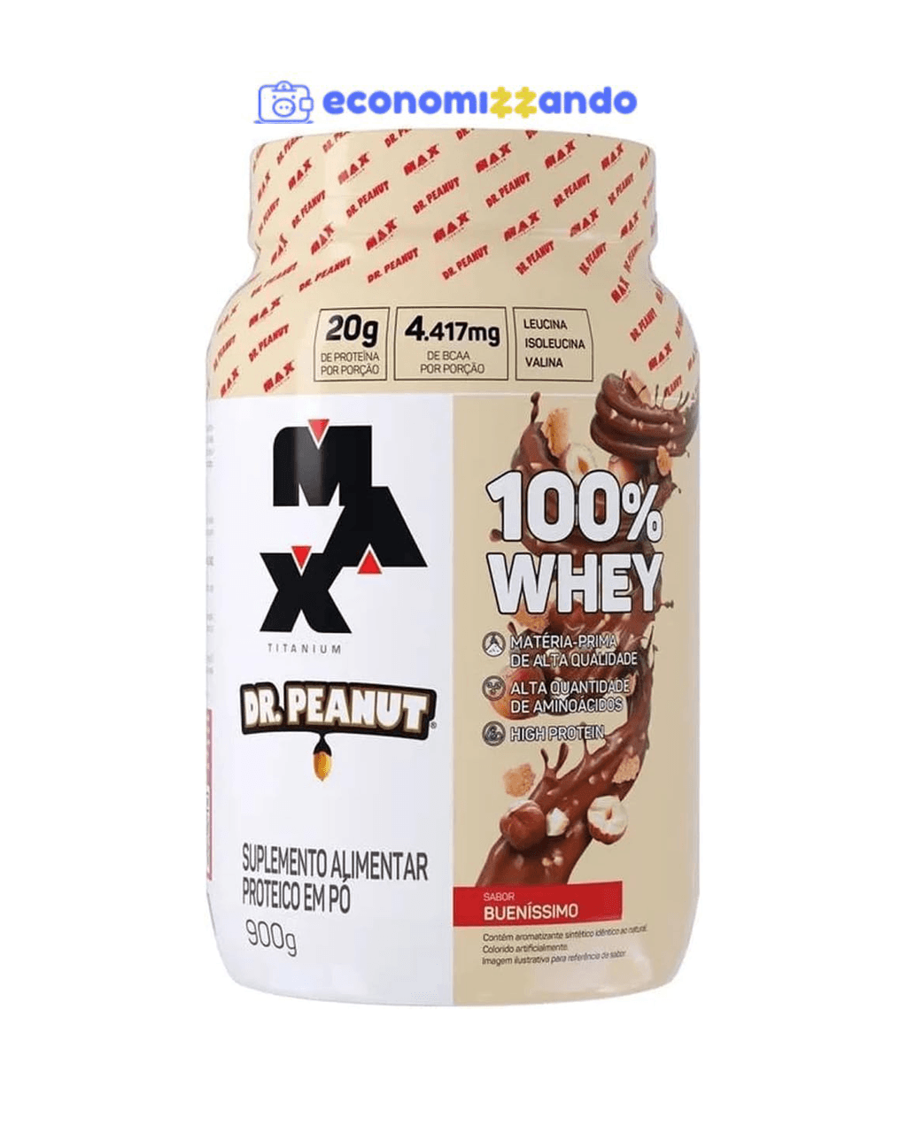 100% Whey Max Titanium x Dr. Peanut (900g), Sabor Bueníssimo