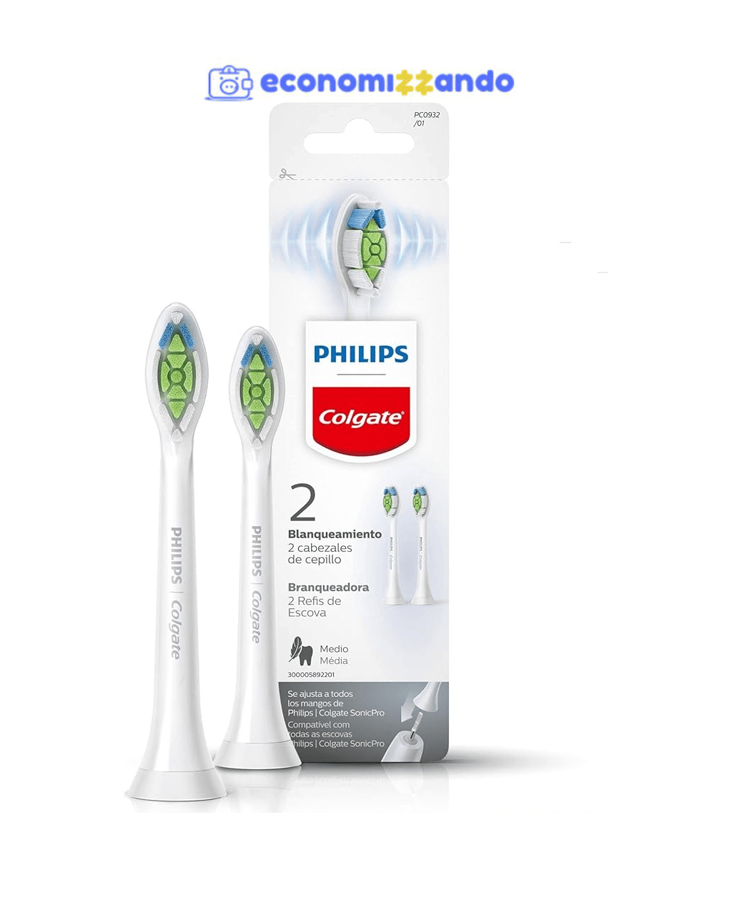Colgate Refil Para Escova De Dente Elétrica Philips Branqueadora 2 Unid Branco