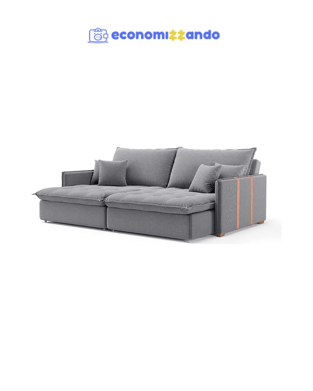 Sofá Retrátil Sem Caixa 3 Lugares Solomons Linho Cinza