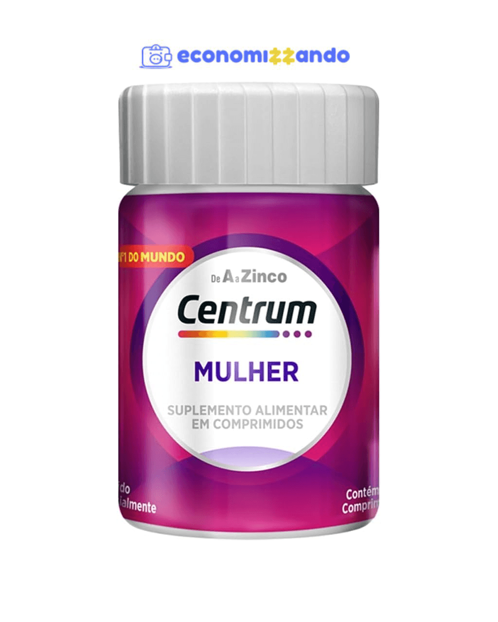 Centrum Mulher, Multivitamínico Adulto, Suplemento Vitamínico com Vitamina B12, Vitamina D, Ferro e Zinco, 30 Comprimidos