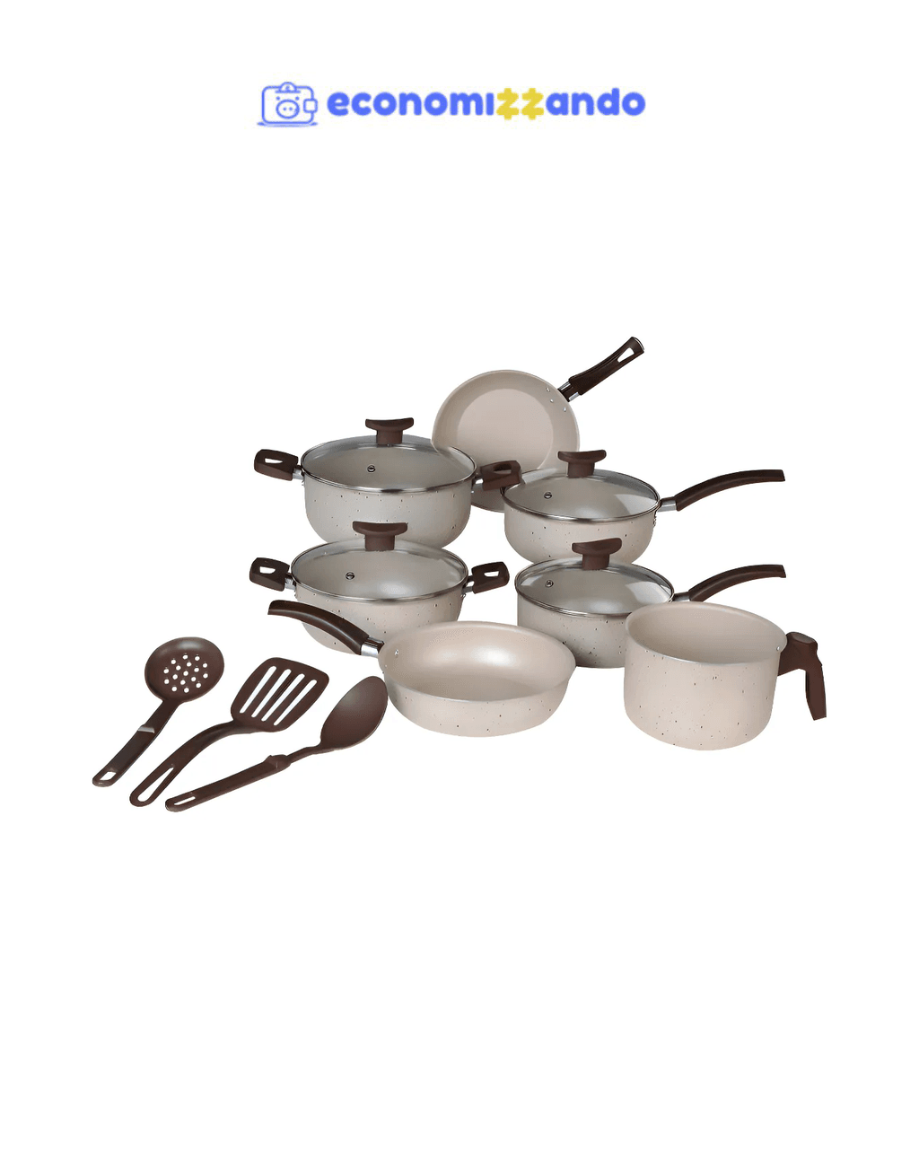 Multi aluminio Jogo de Panelas Antiaderente Premium de 10 Peças cor Branco
