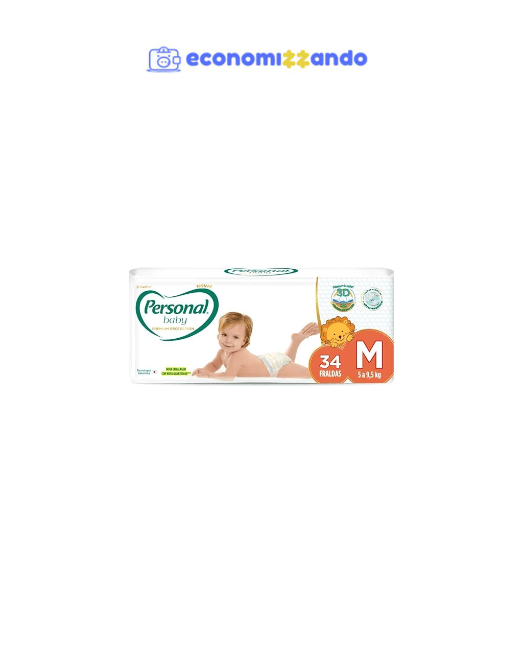 Personal 'Fralda Baby Premium Protection M Com 34 Unidades
