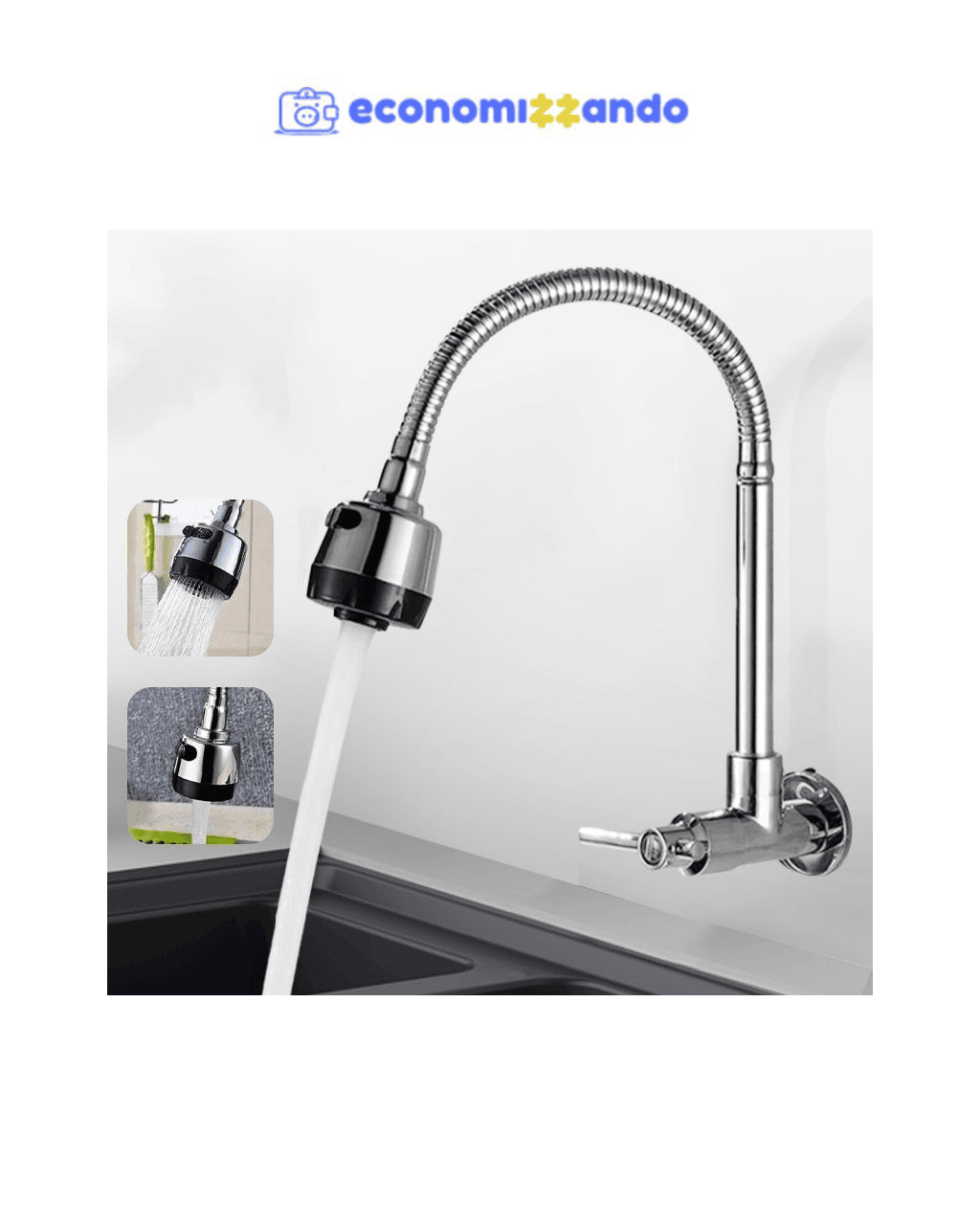 Inox Prata Torneira Com Chuveiro Com Rotação De 360° Cozinha Luxo Parede Promoção