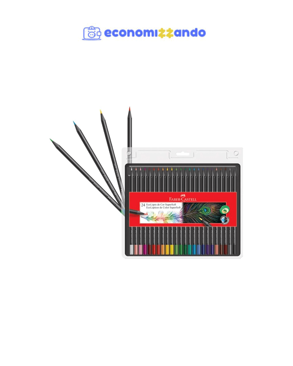 Lápis de Cor, Faber-Castell, EcoLápis Supersoft, 24 Cores