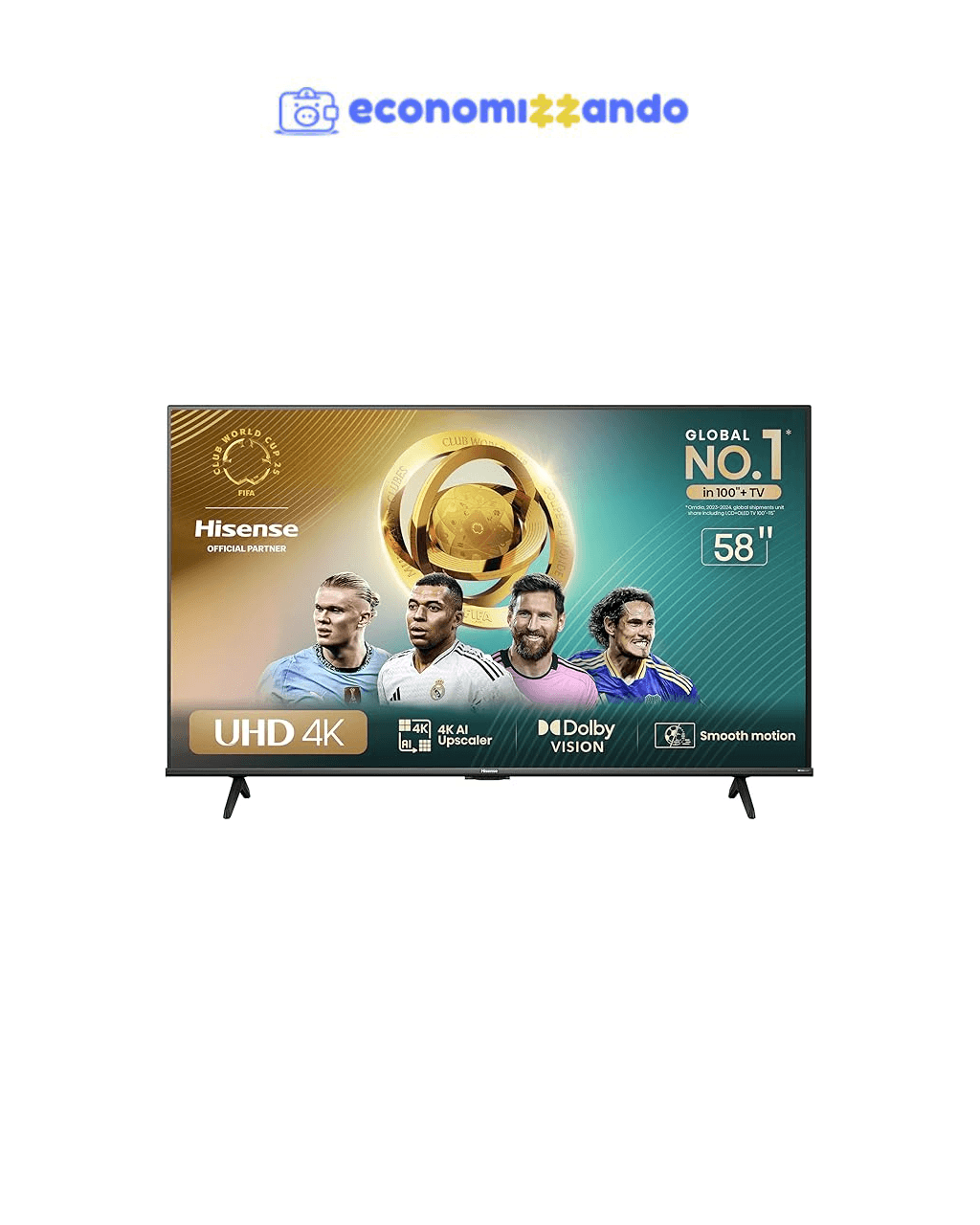 Hisense Smart TV UHD 4K DLED 58" Polegadas 58A6N com HDR10  Dolby Vision Game Mode Controle por Voz Alexa Built-In AirPlay