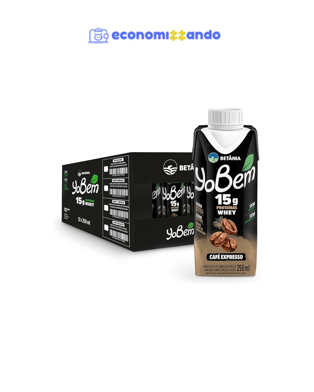 Pack YoBem Bebida Proteica Café Expresso 15g de Proteínas Whey - 12 Unidades