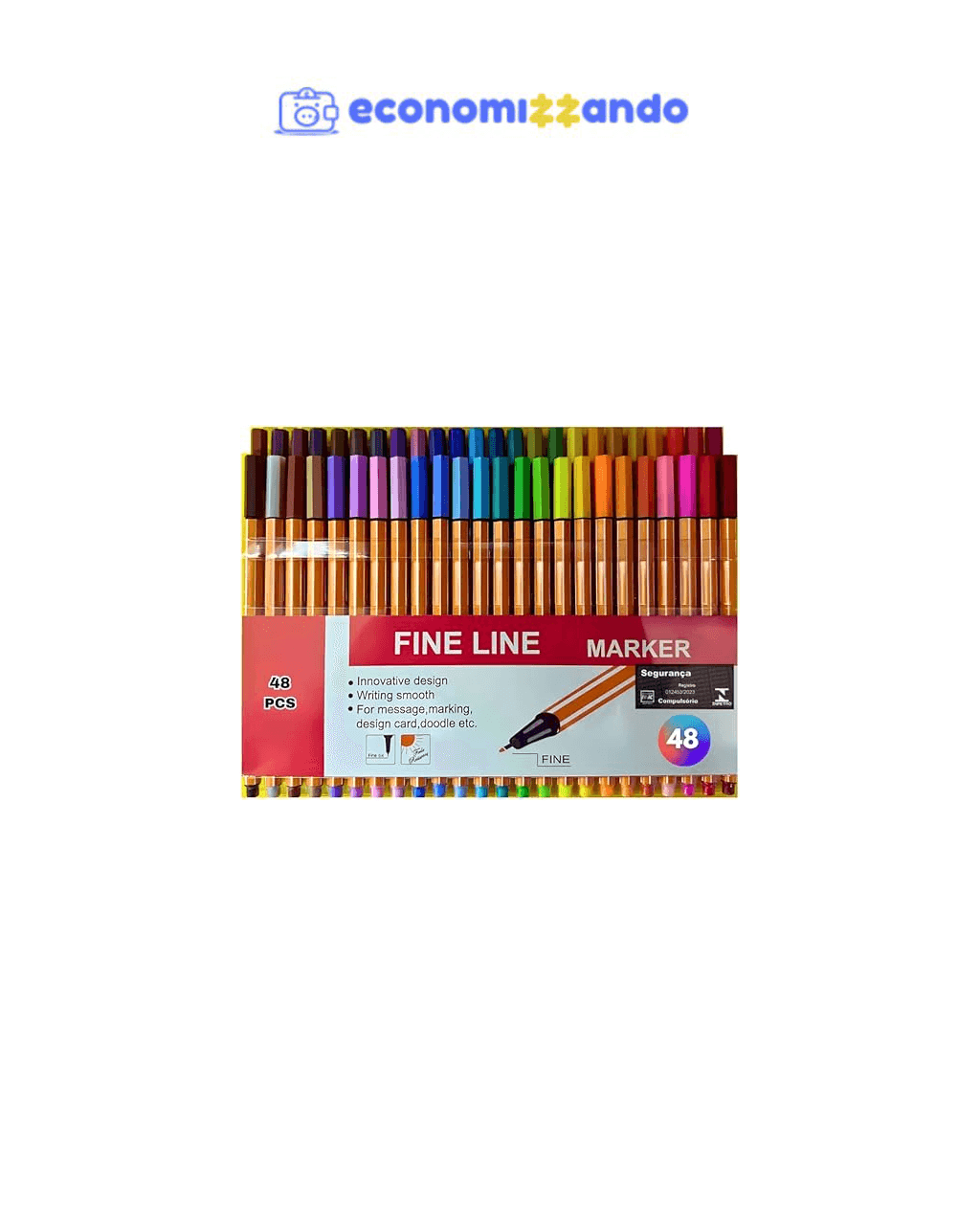 Kit Canetas Fineliner Coloridas Ponta Fina 0.4mm  (48)