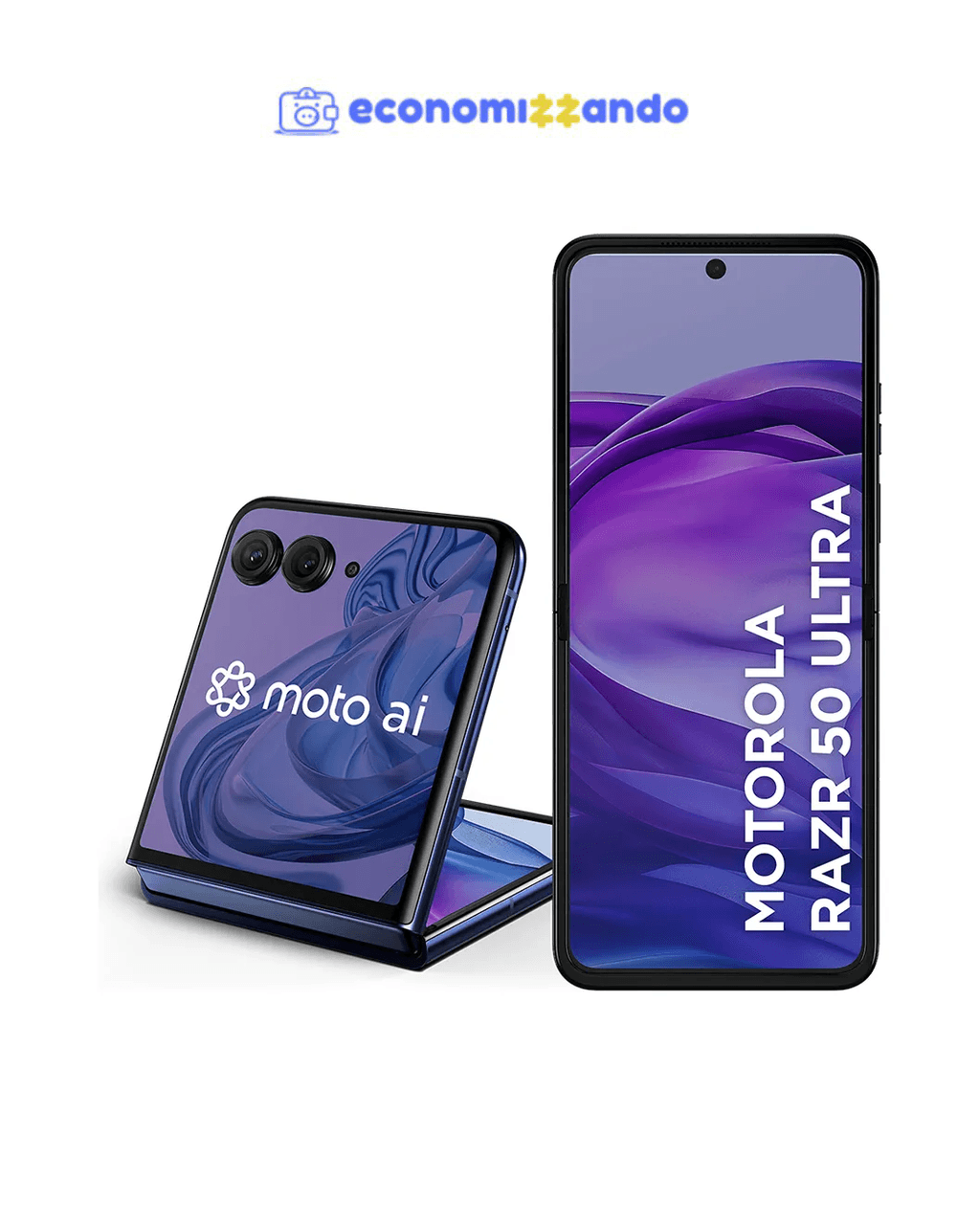 Smartphone Motorola Razr 50 Ultra - 512GB 24GB (12GB RAM 12GB Ram Boost) Tela dobrável 6,9" pOLED e externa 4” Moto AI camera IPX8 - Navy blue