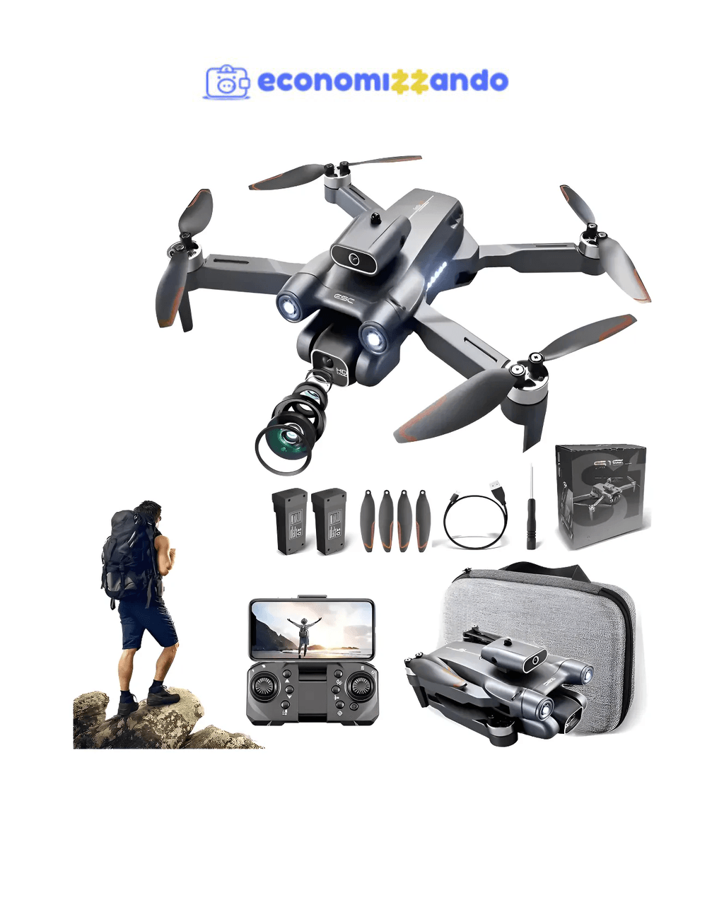 Drone Ls-s1s Max Câmera 4k Motores Sem Escova Com 2 Baterias Preto