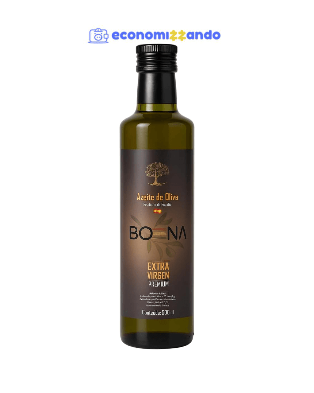 Azeite De Oliva Extra Virgem Espanhol Boena 500ml Vidro