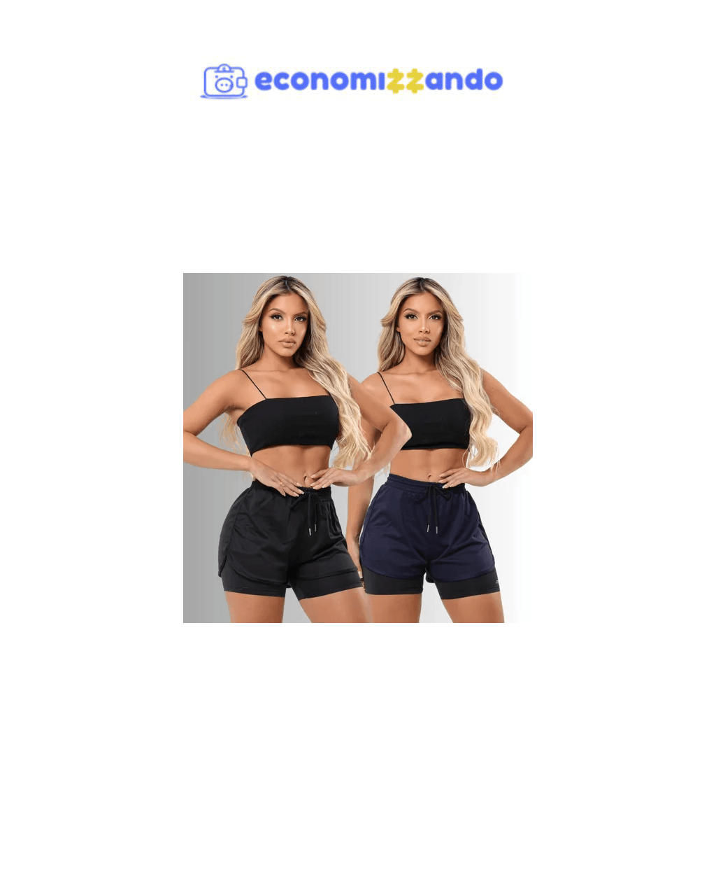 Kit 2 Short Duplo Compreensão Fitness Bermuda Feminino