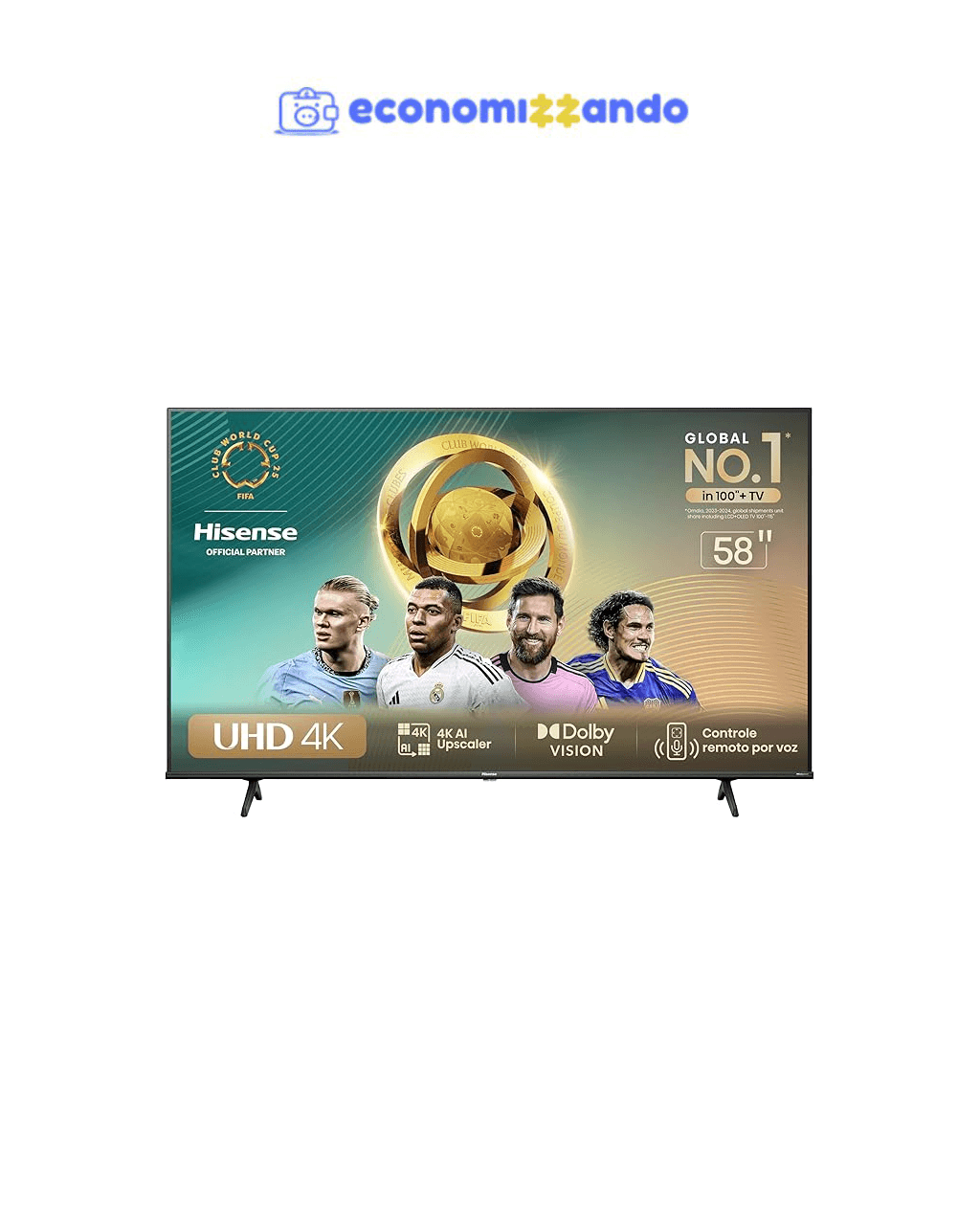 Hisense Smart TV UHD 4K DLED 58" Polegadas 58A6K com HDR10  Dolby Vision Game Mode Controle por Voz Alexa Built-In AirPlay