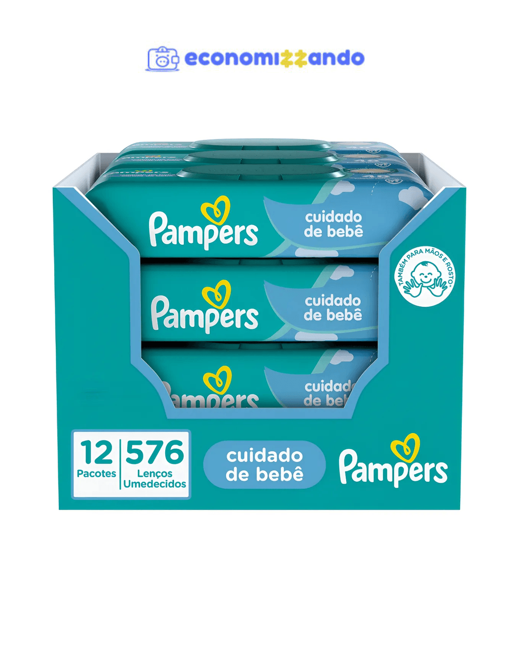 Lenços Umedecidos Pampers, Cuidado de bebê 12 pacotes em total 576 Unidades