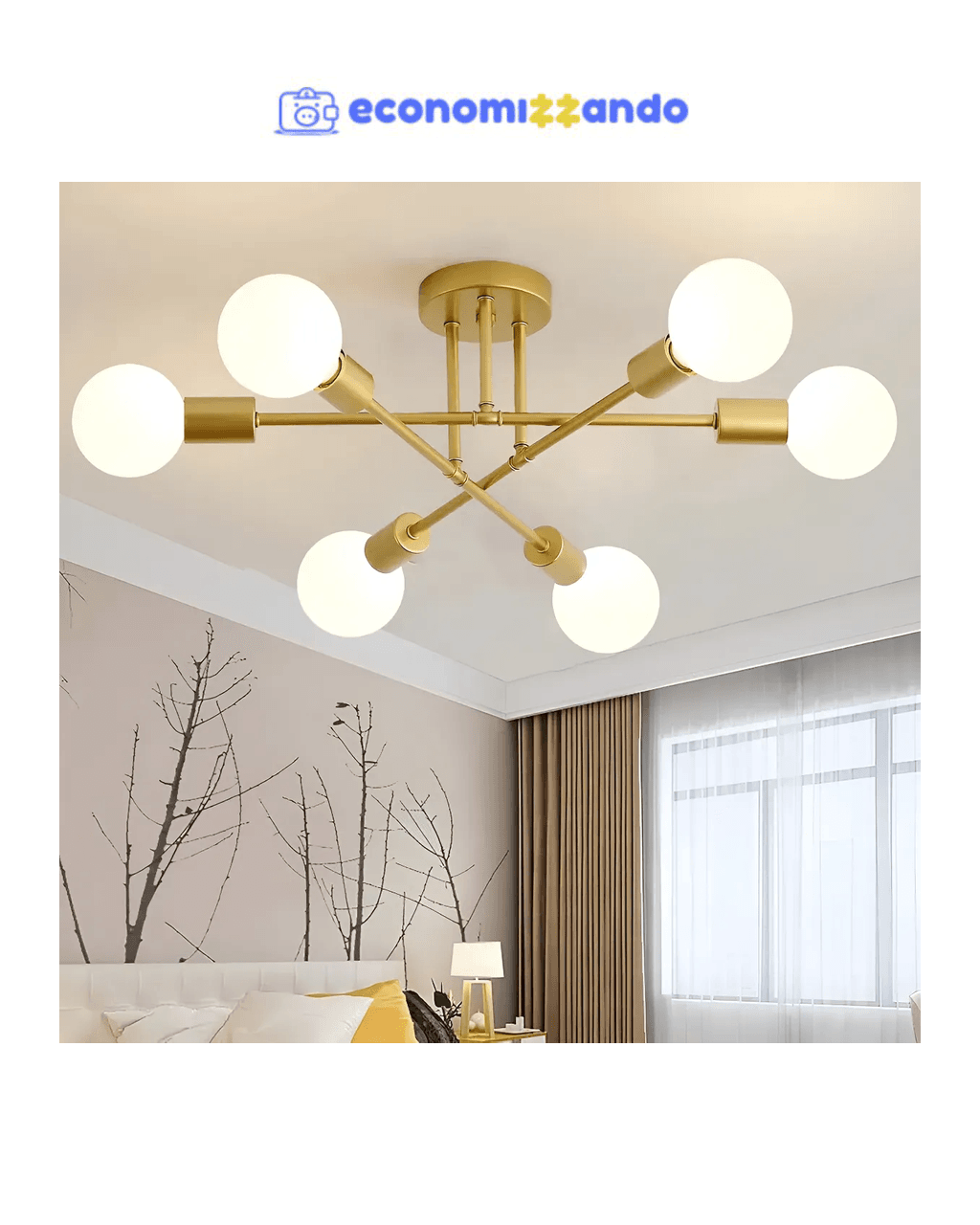 Luminária Lustre Teto Moderno Pendente Para Sala 6 Lâmpadas