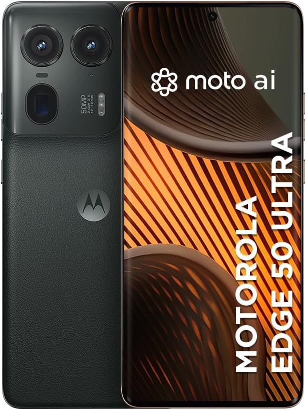 Smartphone Motorola Edge 50 Ultra 5G 512GB 24GB Ram Boost 50MP Ultra-Pixel AI Camera IP68 NFC - Black - Vegan Leather
