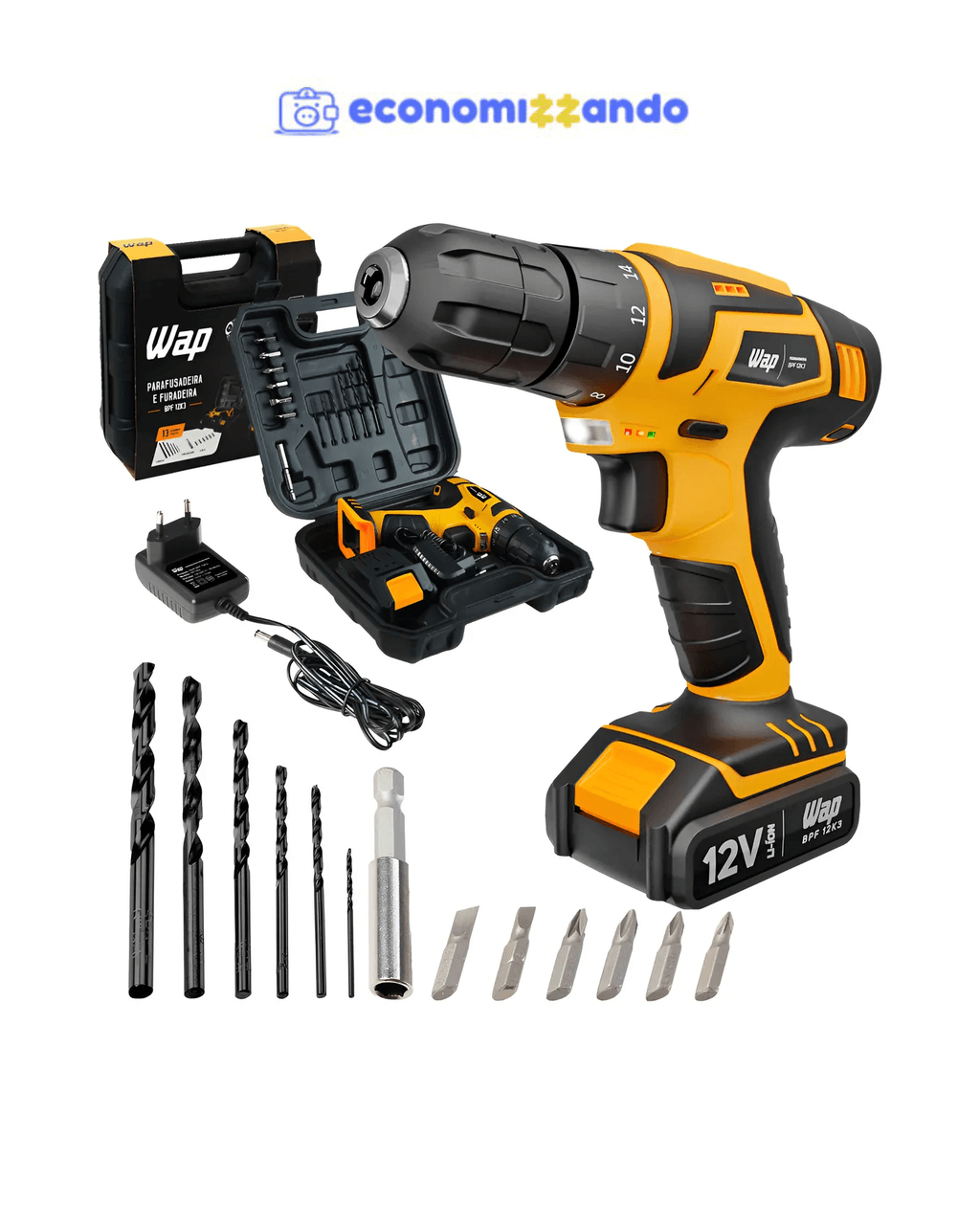 Parafusadeira Furadeira Bateria 12v 3/8'' Bpf 12k3 Wap