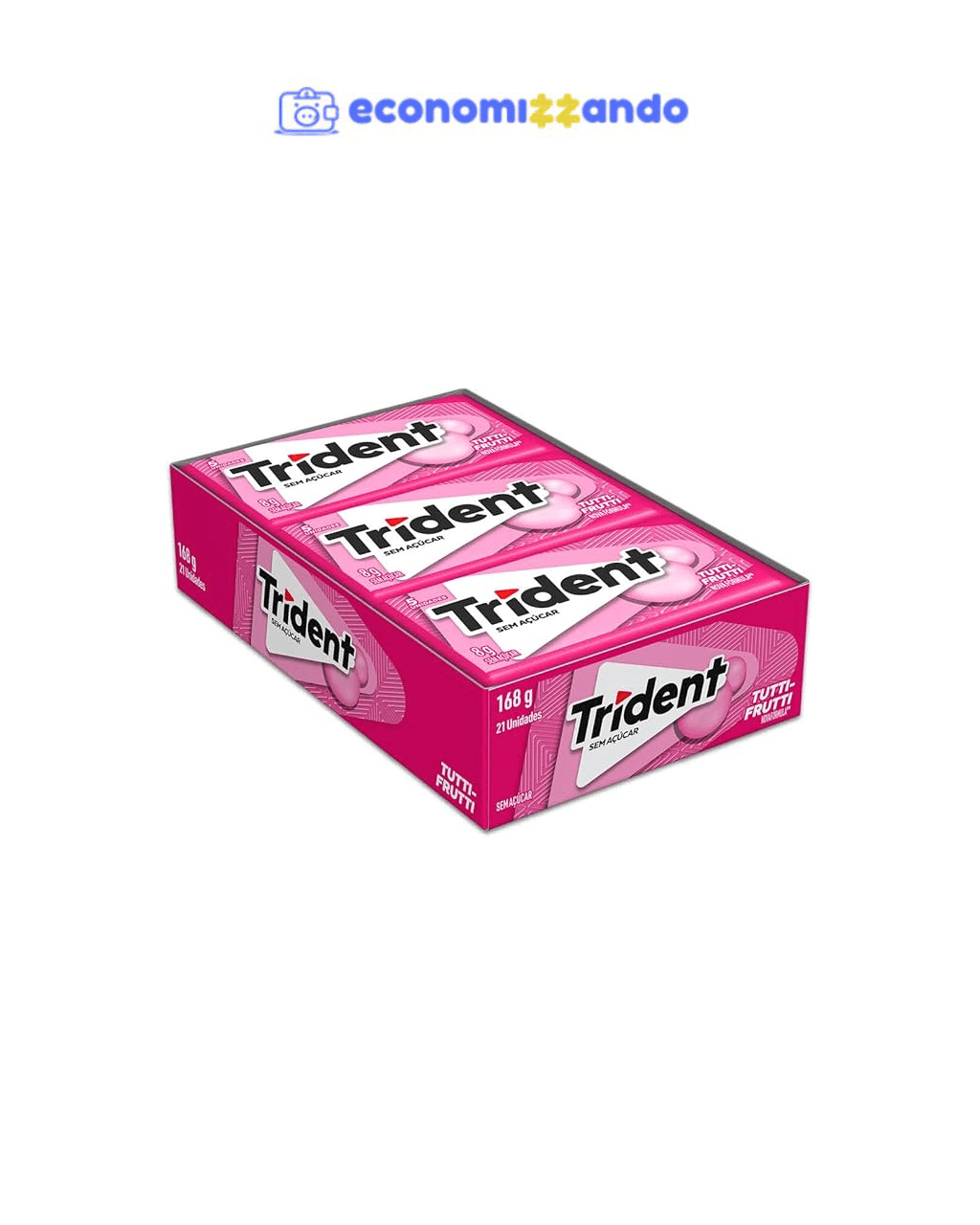 Chiclete Trident Tutti-frutti Sem Açúcar - Caixa com 21 unid. de 8g