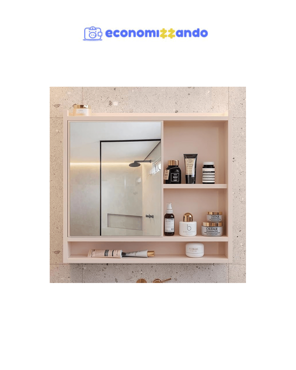 Armário Banheiro Parede Com Porta E Nicho Espelheira Acqua Luxo (Off White)