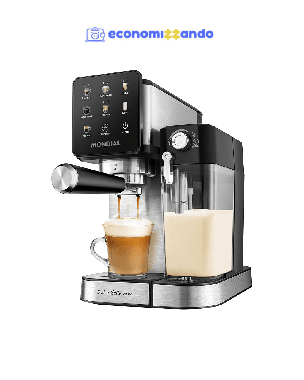 Cafeteira Espresso Dolce Latte 20 Bar, Mondial, Preto/Inox, 1350W, 127V - C-28-ECL