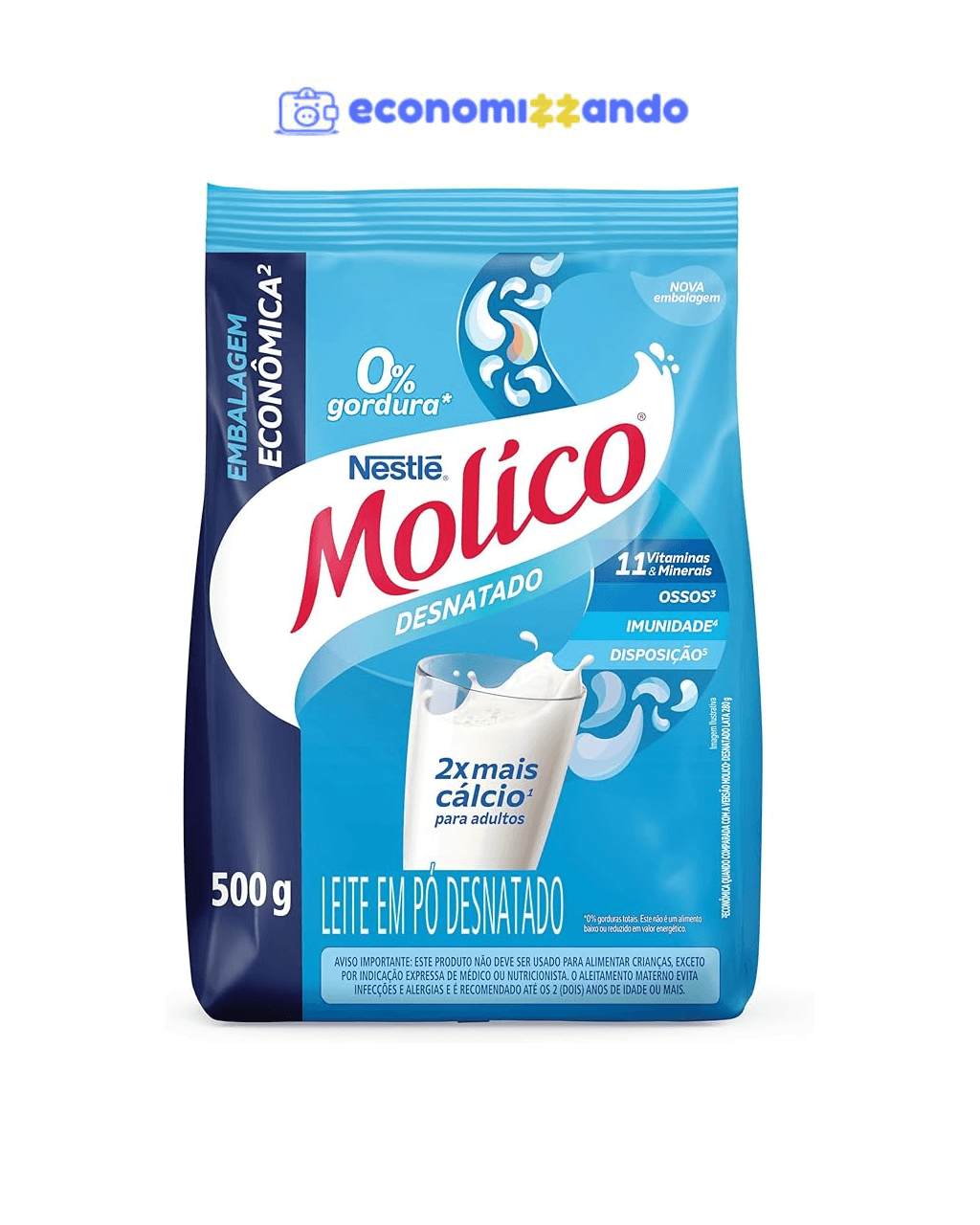 Molico Leite Em Pó Desnatado Total Cálcio 500G