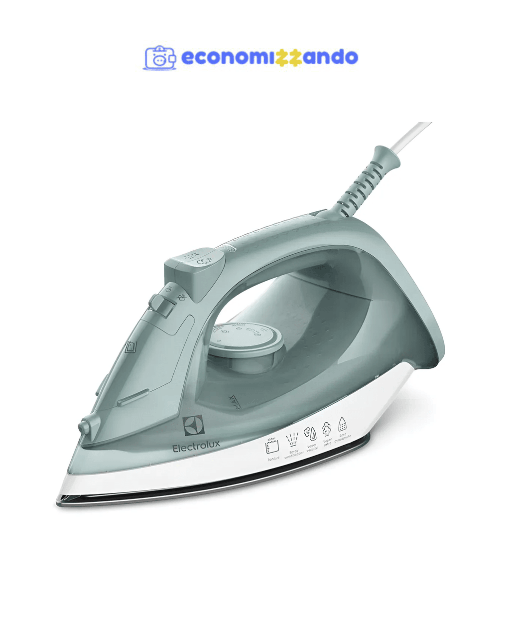 Ferro de Passar Seco e Vapor Electrolux Efficient Base antiaderente Vapor Vertical Extra 1200W de Potência Cabo 1,35m ESI11