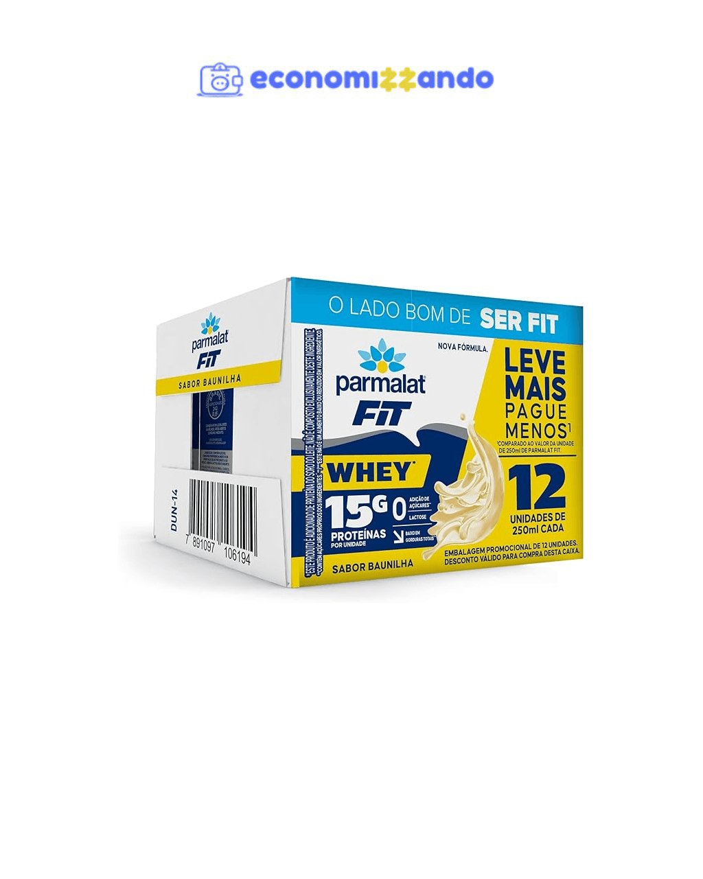 Parmalat Fit Bebida Proteica Baunilha 15g de Proteína 250mL – Pack 12 Unidades