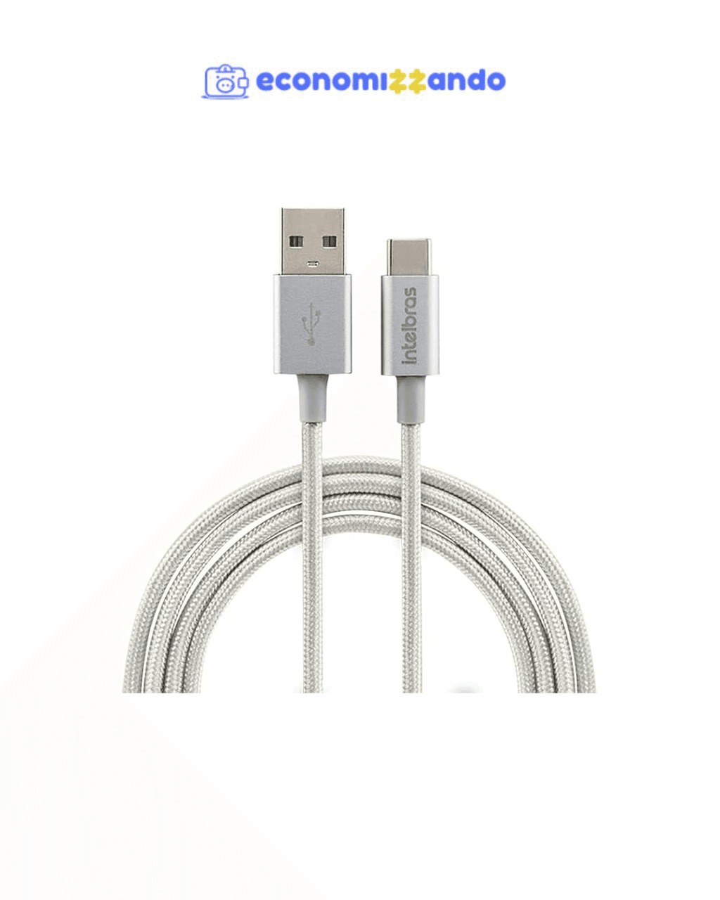 Cabo USB-C em nylon 1,5 m EUAC 15NB Branco Intelbras