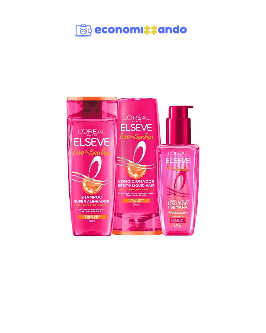 L'Oréal Paris Elseve Liso dos Sonhos Kit Shampoo, Condicionador e Sérum