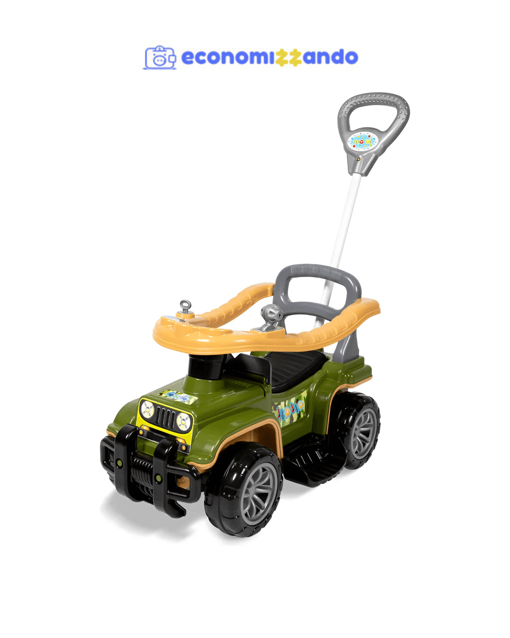 Quadriciclo Carrinho Jip Jip Com Empurrador Bombeiro Maral Verde