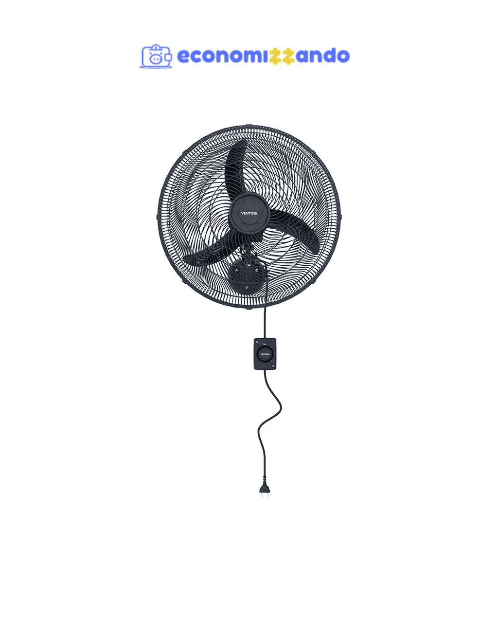 Ventisol Ventilador de parede Oscilante New 50cm Preto 220V