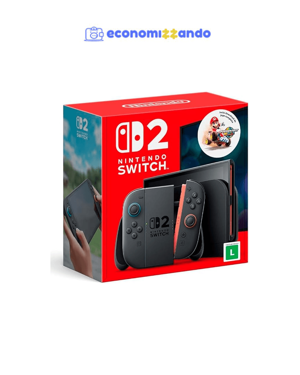 Nintendo, Console   Jogo, Switch 2, Jogo Digital Mario Kart World, Nintendo Switch 2 – Modelo Nacional de Tomada