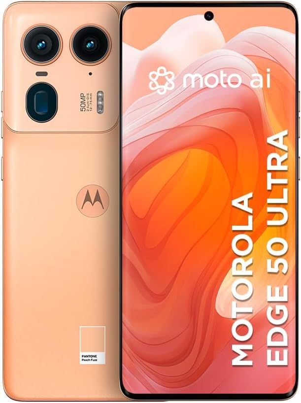 Smartphone Motorola Edge 50 Ultra 5G - 512GB 24GB (12GB RAM 12GB Ram Boost) 50MP Ultra-Pixel AI Camera IP68 NFC- Peach Fuzz Vegan Leather